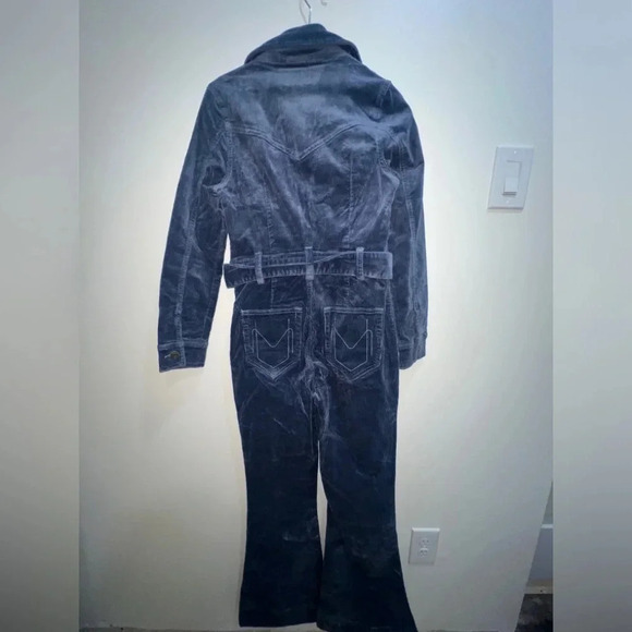 Show Me Your Mumu Jumpsuit corduroy navy denim flare groovy pockets long sleeves - Picture 6 of 12